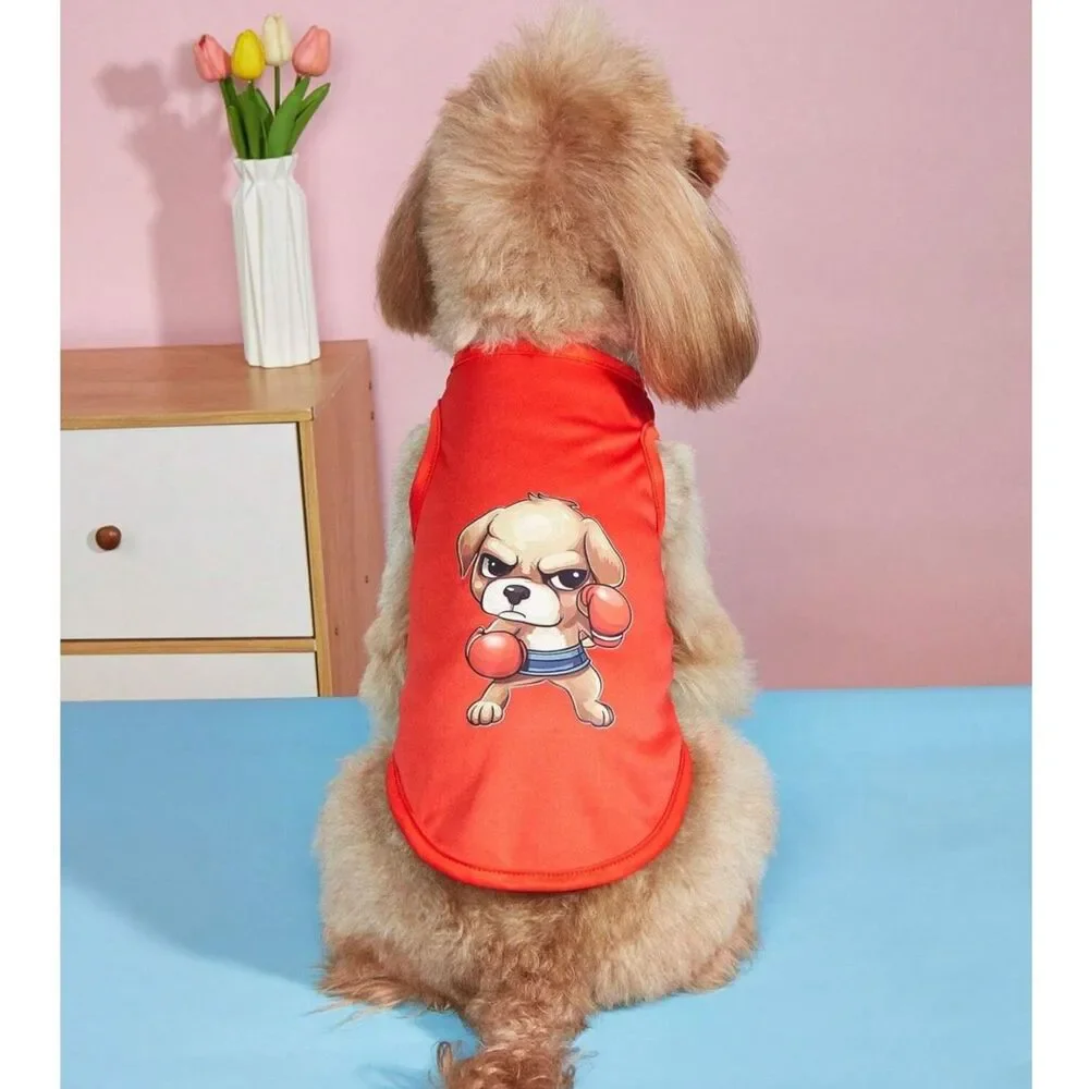 Dog Pet Super Hero Cape Shirt Graphic Prnt Halloween Costume Vest NWT Large